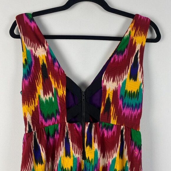 Alice & Olivia Alameda Dress Size XS Ikat Batik Peacock Print Sheath - Picture 5 of 10